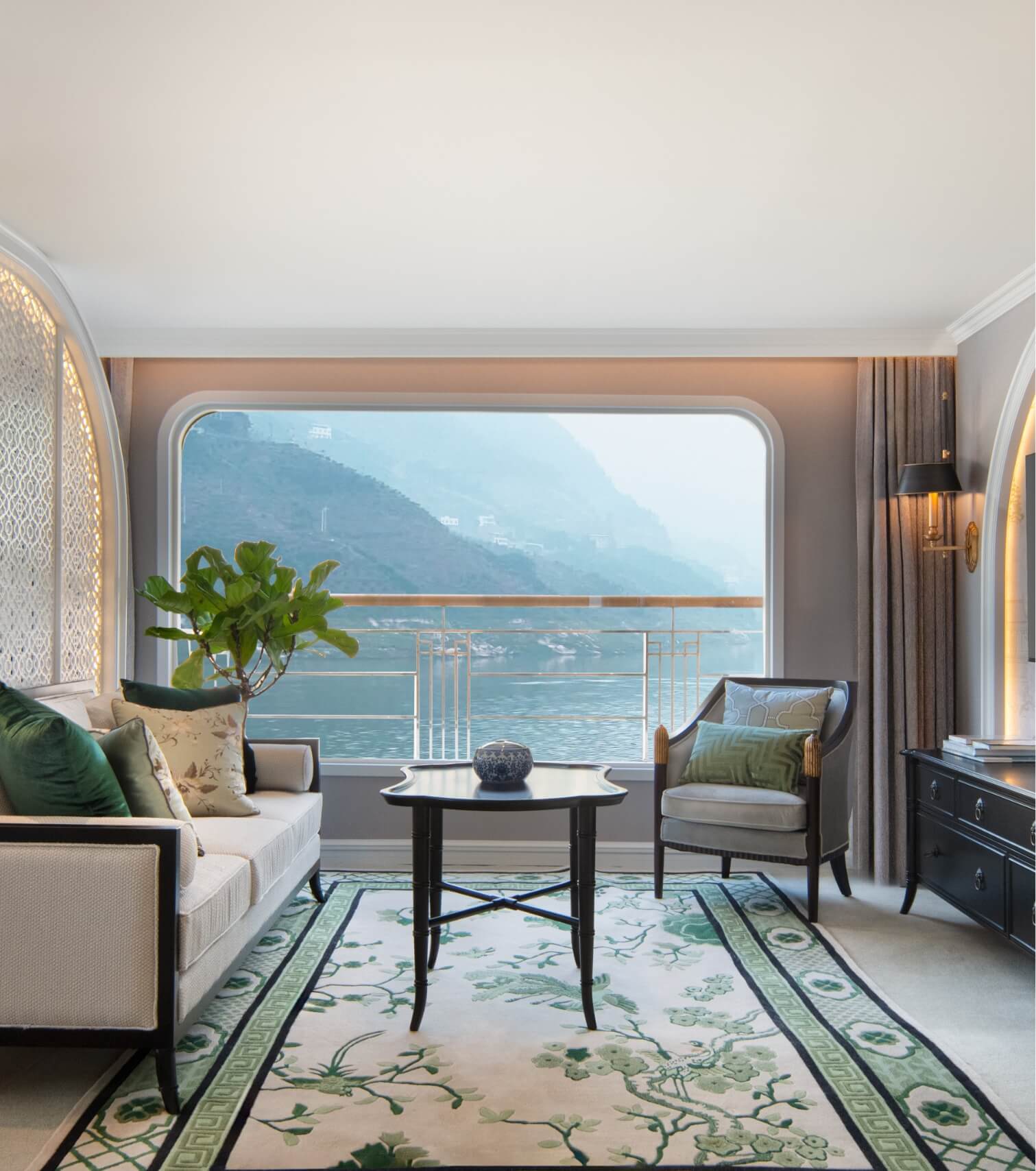 Spacious Celebrity Suite aboard Yangzi Explorer with private terrace and sitting area (3-m)